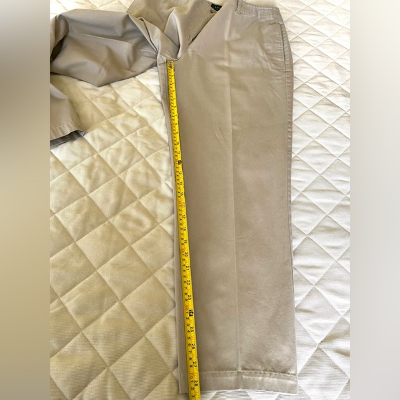 Ralph Lauren beige 100% cotton pants high waist straight legs pockets US 14 - Picture 15 of 15